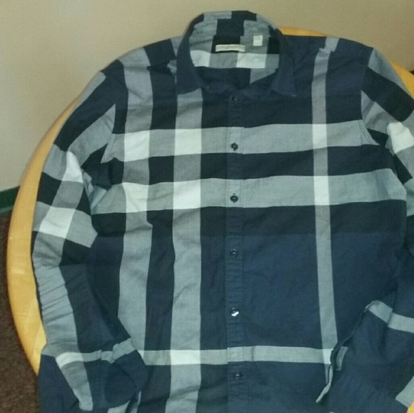 burberry button up blue